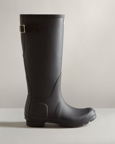 Black / Black Women's Hunter Tall Back Adjustable Two-Tone Rain Boot Adjustable Rain Boots South Africa | 8FQXAQK