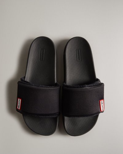 Black Men's Hunter Adjustable Slides Slides South Africa | NT64VB7