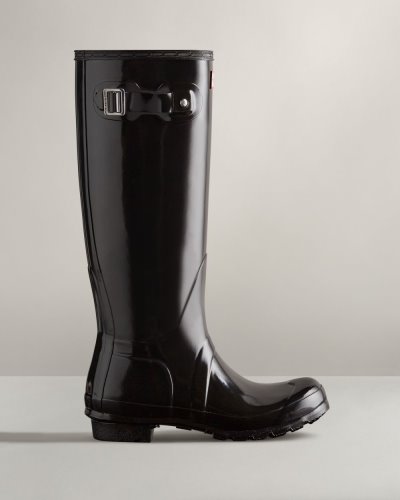 Black Women's Hunter Original Tall Gloss Rain Boot Tall Rain Boots South Africa | VNX8WKR