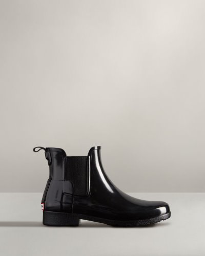 Black Women's Hunter Refined Gloss Slim Fit Chelsea Boot Chelsea Boots South Africa | ZMBH8KW