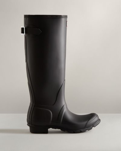 Black Women's Hunter Tall Back Adjustable Rain Boot Tall Rain Boots South Africa | KMYSWMA