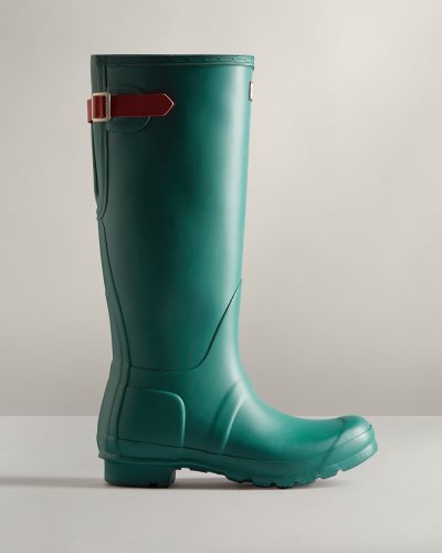 Blue / Rose Women's Hunter Tall Back Adjustable Rain Boot Tall Rain Boots South Africa | 9WCFNTD