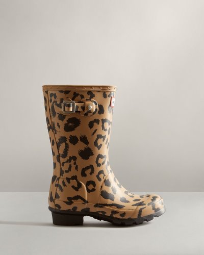 Brown Kids' Hunter Hybrid Leopard Print Rain Boot Short Rain Boots South Africa | GR0IXYB