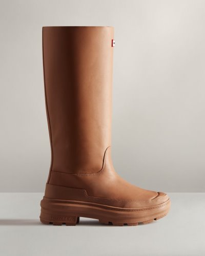 Brown Women's Hunter Killing Eve Tall Chasing Boot Tall Rain Boots South Africa | Q51IE8T