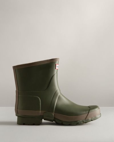 Dark Olive / Brown Men's Hunter Gardener Short Rain Boot Short Rain Boots South Africa | 0JU41GD