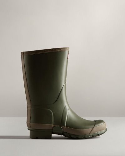 Dark Olive / Brown Men's Hunter Gardener Rain Boot Tall Rain Boots South Africa | L6YDSYD