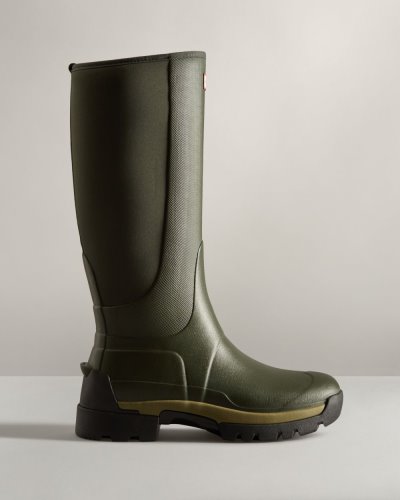 Dark Olive Men's Hunter Balmoral Field Hybrid Tall Rain Boot Tall Rain Boots South Africa | QCFSBO6