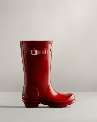 Dark Red Kids' Hunter Original Gloss Rain Boot Tall Rain Boots South Africa | SV681CQ