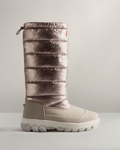 Dark Silver / Grey Women's Hunter Insulated Metallic Tall Snow Boot Snow Boots South Africa | NYXQLQT