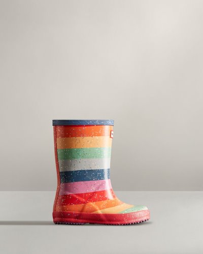 Multicolor Kids' Hunter First Classic Glitter Rainbow Rain Boot Short Rain Boots South Africa | C4HDU8L