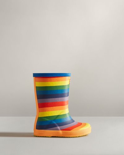 Multicolor Kids' Hunter First Classic Rainbow Rain Boot Short Rain Boots South Africa | UBNI7X5