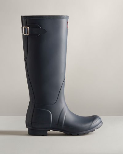 Navy Women's Hunter Tall Back Adjustable Rain Boot Adjustable Rain Boots South Africa | VZ373FK