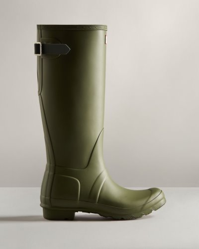 Olive / Green Women's Hunter Tall Back Adjustable Rain Boot Tall Rain Boots South Africa | RA23NR8