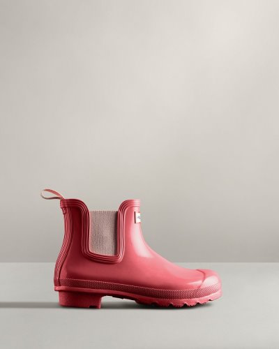 Pink / Pink Women's Hunter Original Gloss Chelsea Boot Chelsea Boots South Africa | RWGSHBF