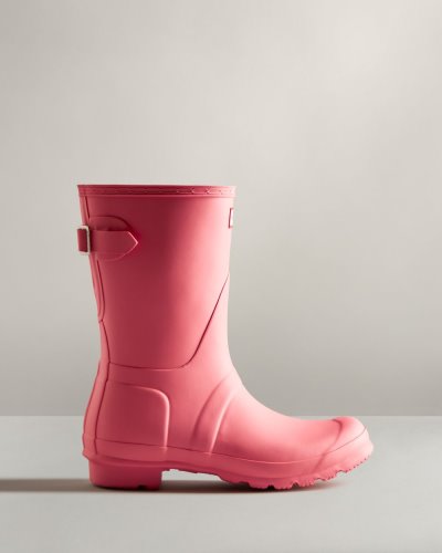 Pink Women's Hunter Short Back Adjustable Rain Boot Short Rain Boots South Africa | 865B4YM