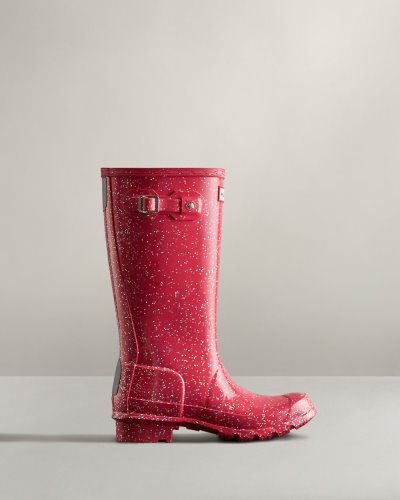 Red Kids' Hunter Giant Glitter Rain Boot Tall Rain Boots South Africa | ZS77JMB