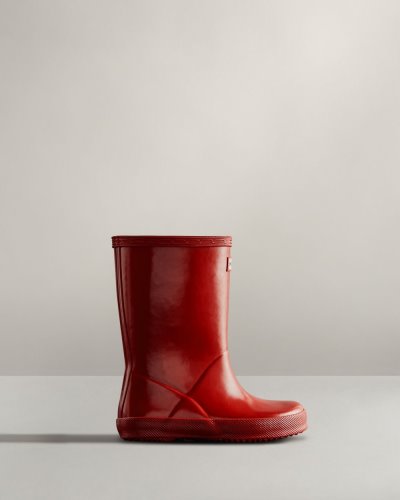 Red Kids' Hunter Original First Classic Gloss Rain Boot Short Rain Boots South Africa | 14JC7DK