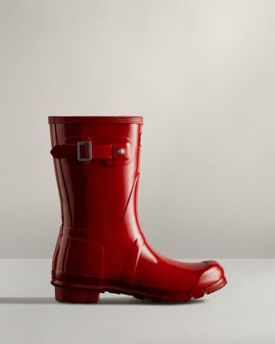 Red Women's Hunter Original Short Gloss Rain Boot Short Rain Boots South Africa | SFCX58E