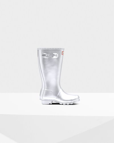 Silver Kids' Hunter Metallic Rain Boot Short Rain Boots South Africa | 0I7YIHR