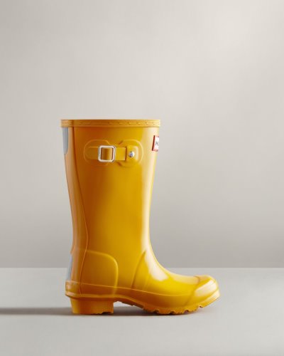 Yellow Kids' Hunter Original Gloss Rain Boot Short Rain Boots South Africa | IFPPP7U