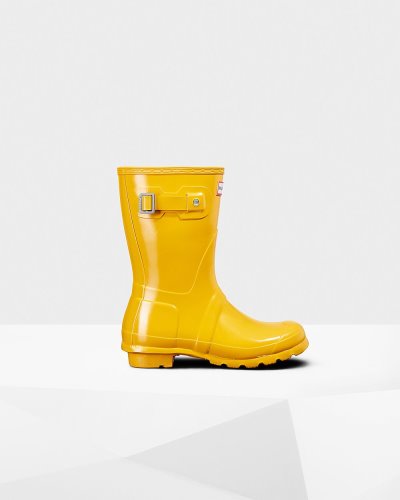 Yellow Women's Hunter Original Short Gloss Rain Boot Short Rain Boots South Africa | 91D0UA1