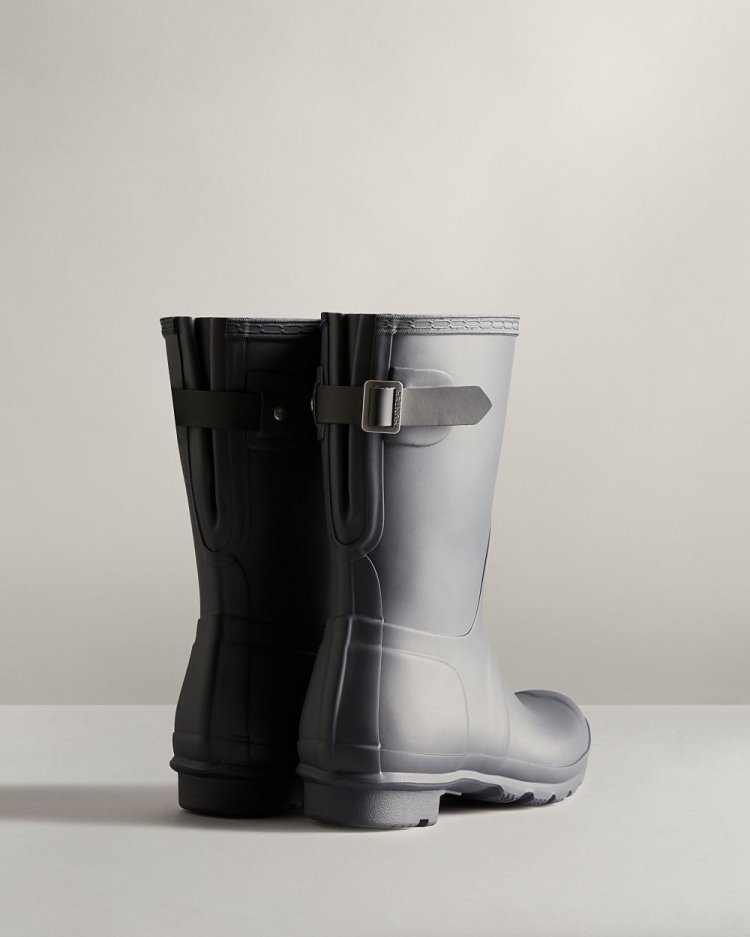 Black / Black Women's Hunter Short Back Adjustable Two-Tone Rain Boot Short Rain Boots South Africa | O3PTAZI