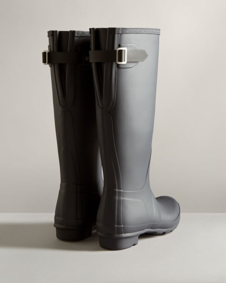 Black / Black Women's Hunter Tall Back Adjustable Two-Tone Rain Boot Adjustable Rain Boots South Africa | 8FQXAQK