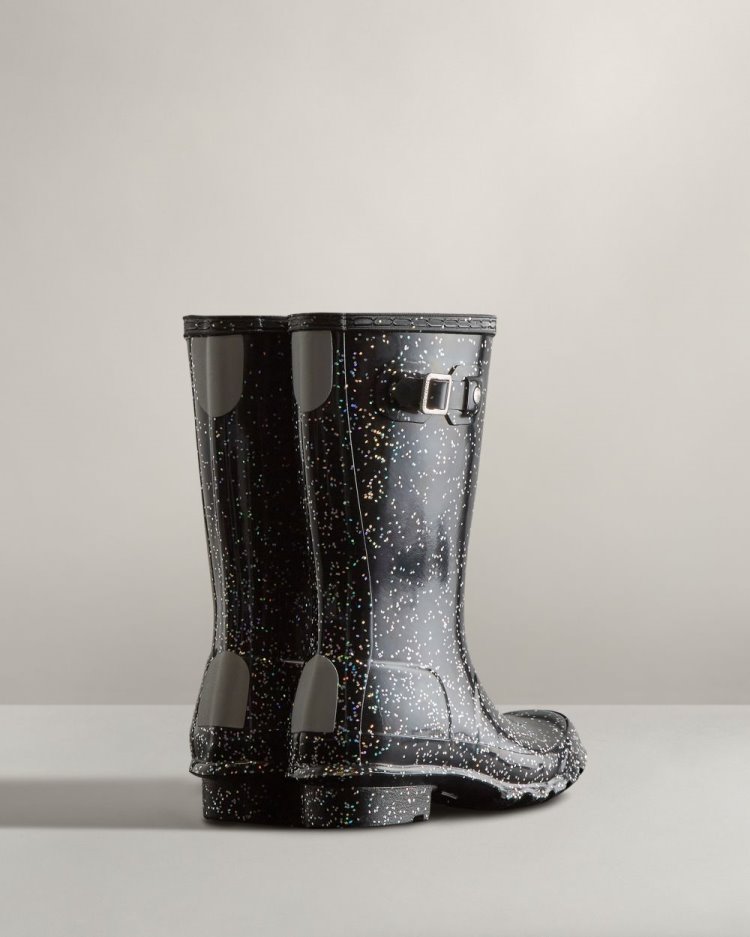 Black Kids' Hunter Giant Glitter Rain Boot Short Rain Boots South Africa | 04E39F3