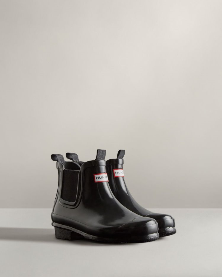 Black Kids' Hunter Gloss Chelsea Boot Chelsea Boots South Africa | XYLWGN1