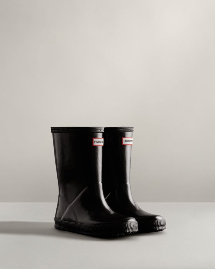 Black Kids' Hunter Original First Classic Gloss Rain Boot Short Rain Boots South Africa | LW7Y5RO