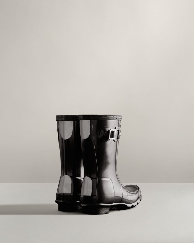 Black Kids' Hunter Original Gloss Rain Boot Short Rain Boots South Africa | KJDCQKW