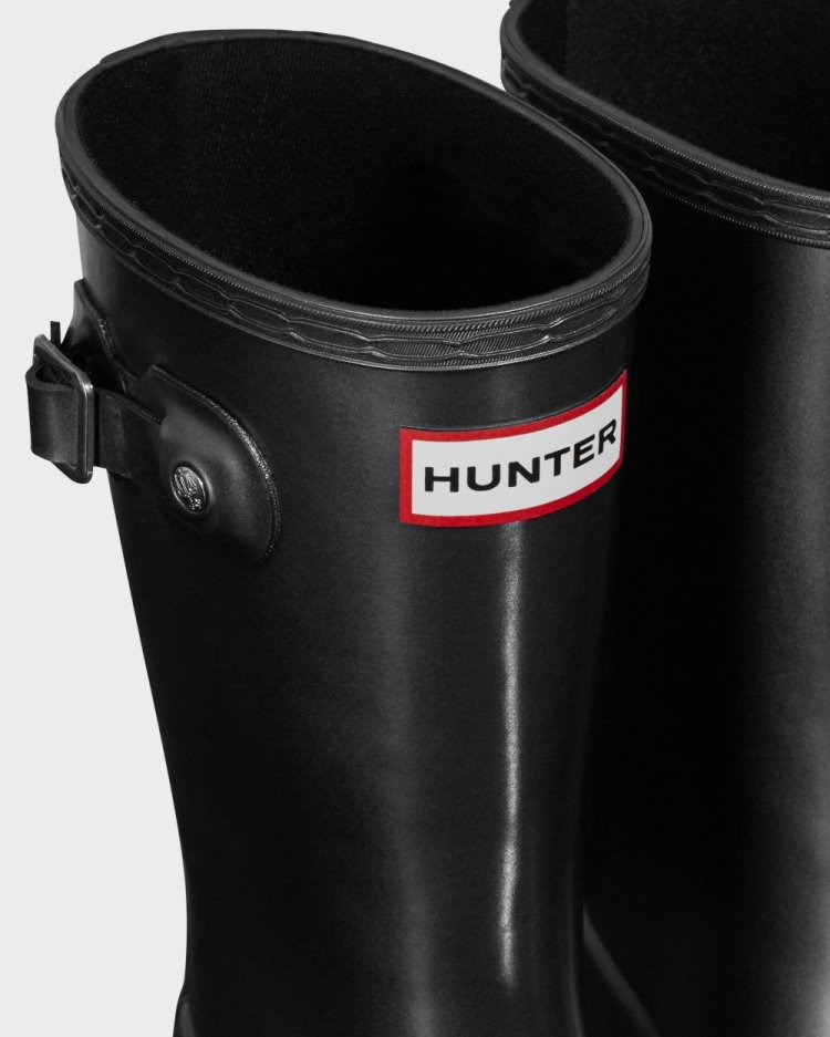 Black Kids' Hunter Pearlized Rain Boot Short Rain Boots South Africa | VRL086G