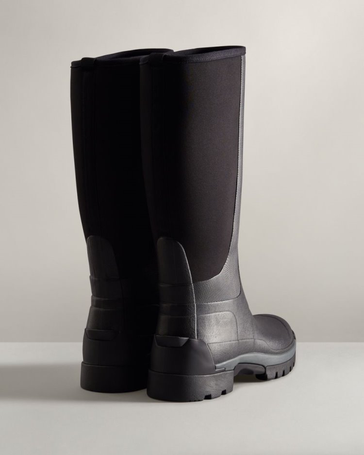 Black Men's Hunter Balmoral Field Hybrid Tall Rain Boot Tall Rain Boots South Africa | 2WKY5JQ