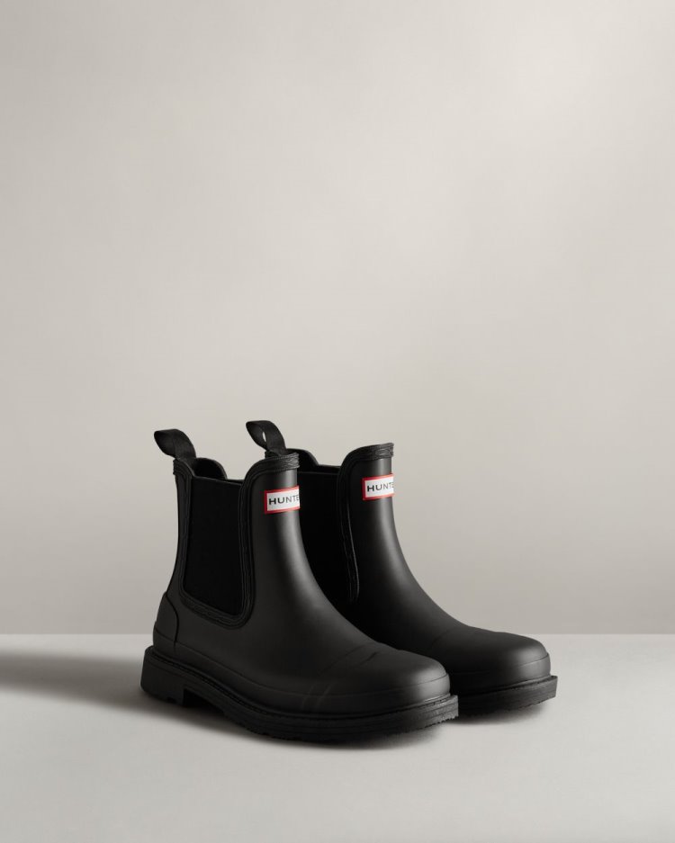 Black Women's Hunter Commando Chelsea Boot Chelsea Boots South Africa | NKZEDJR