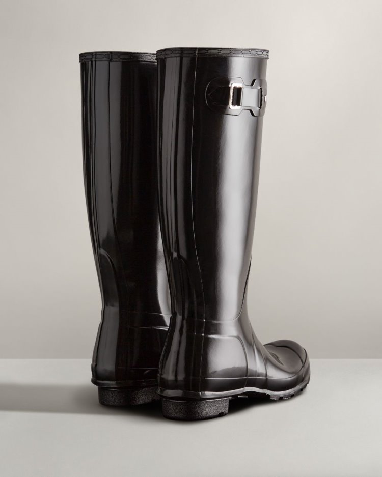 Black Women's Hunter Original Tall Gloss Rain Boot Tall Rain Boots South Africa | VNX8WKR