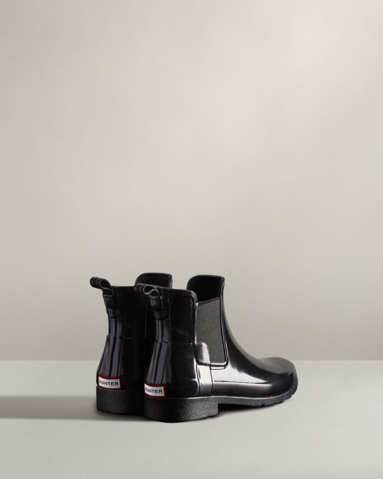 Black Women's Hunter Refined Gloss Slim Fit Chelsea Boot Chelsea Boots South Africa | ZMBH8KW