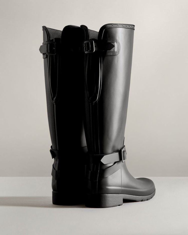 Black Women's Hunter Refined Slim Fit Adjustable Tall Rain Boot Adjustable Rain Boots South Africa | UZLIVSI