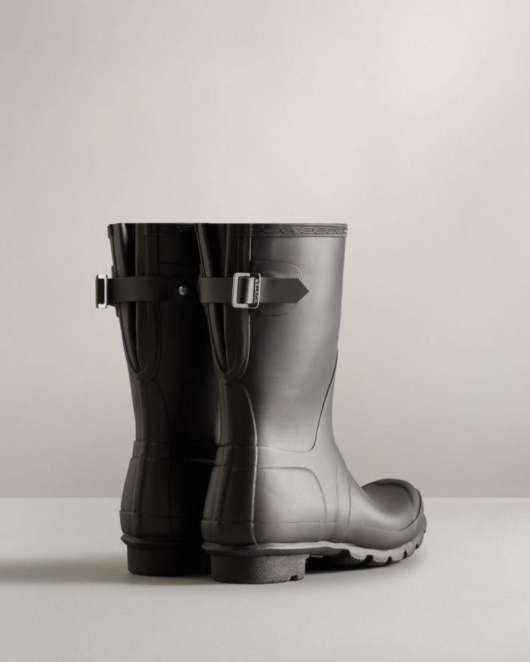 Black Women's Hunter Short Back Adjustable Rain Boot Adjustable Rain Boots South Africa | JBSCNEQ