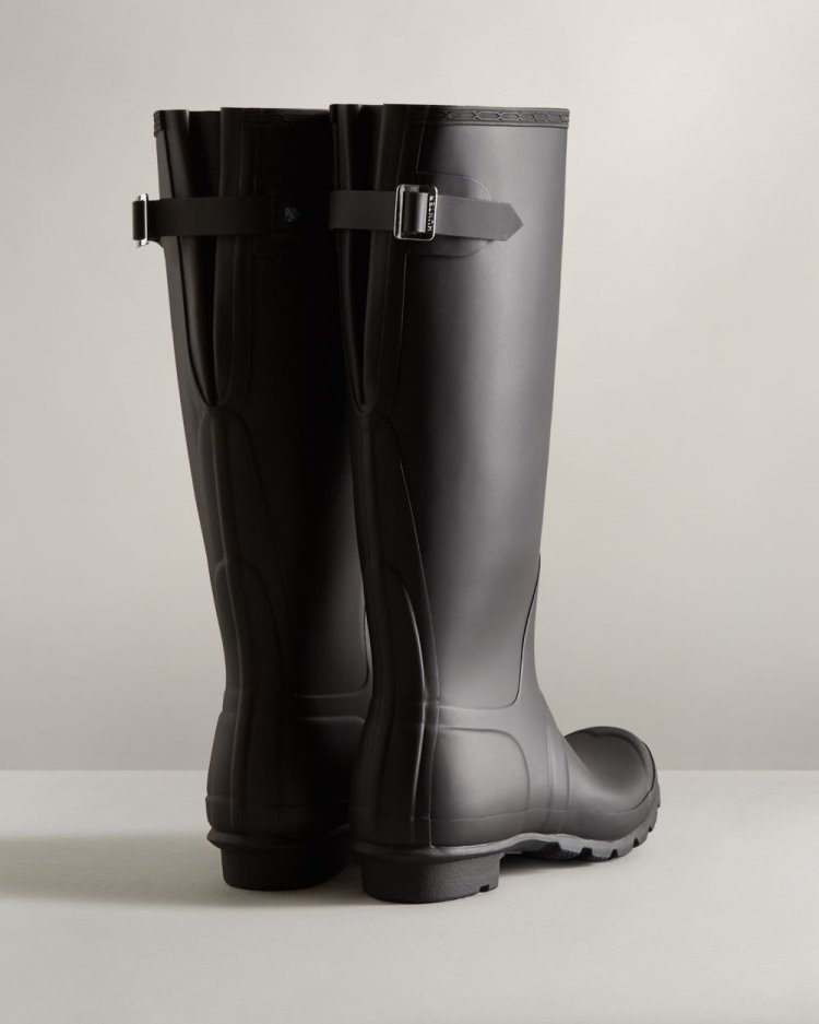 Black Women's Hunter Tall Back Adjustable Rain Boot Tall Rain Boots South Africa | KMYSWMA