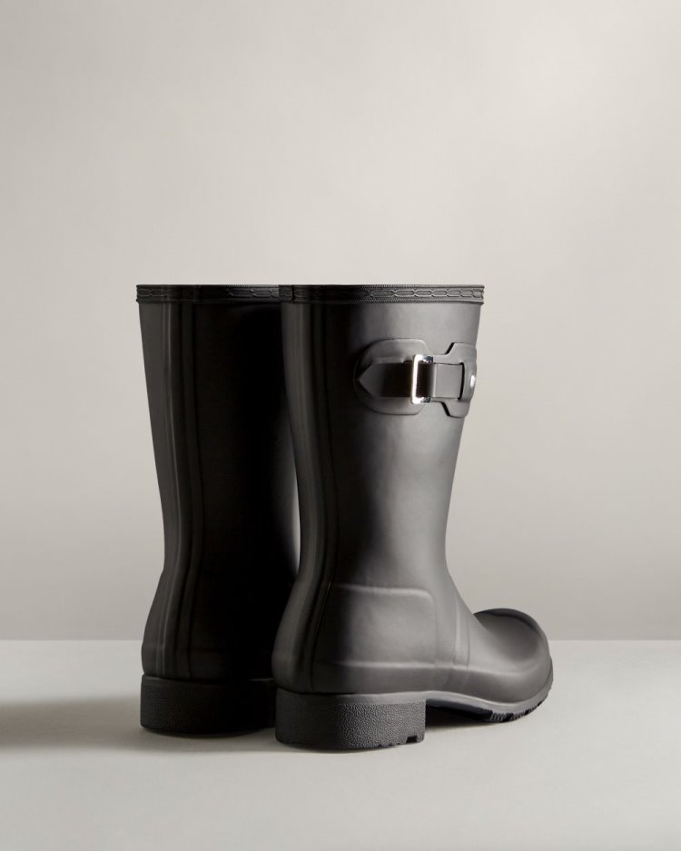 Black Women's Hunter Tour Foldable Short Rain Boot Short Rain Boots South Africa | ITAAHND