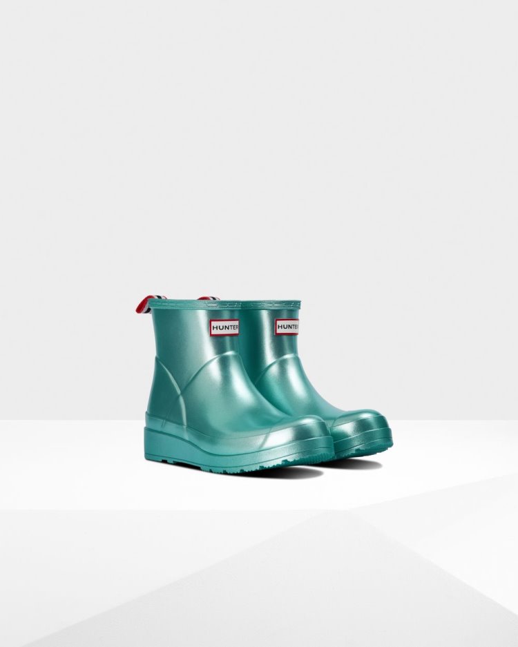 Blue Women's Hunter Play Short Nebula Rain Boot Play Boots South Africa | JX0OS9L