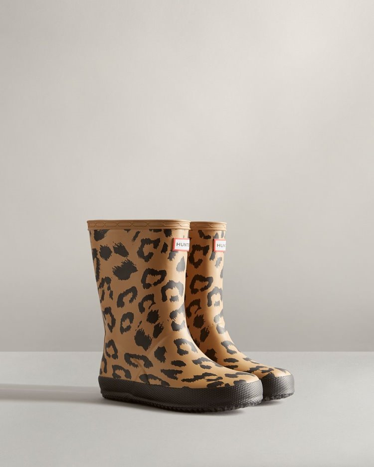 Brown Kids' Hunter First Hybrid Leopard Print Rain Boot Short Rain Boots South Africa | OSXY0XV