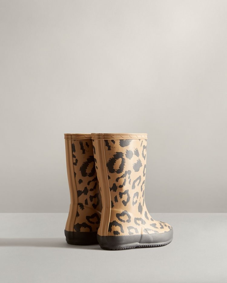 Brown Kids' Hunter First Hybrid Leopard Print Rain Boot Short Rain Boots South Africa | OSXY0XV