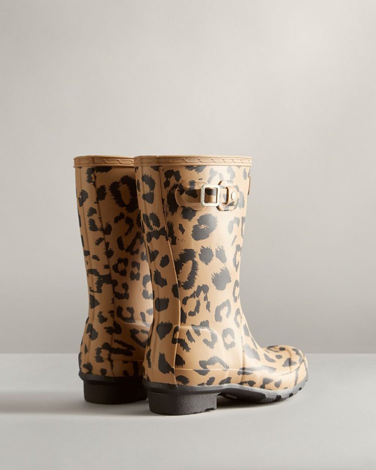 Brown Kids' Hunter Hybrid Leopard Print Rain Boot Short Rain Boots South Africa | GR0IXYB