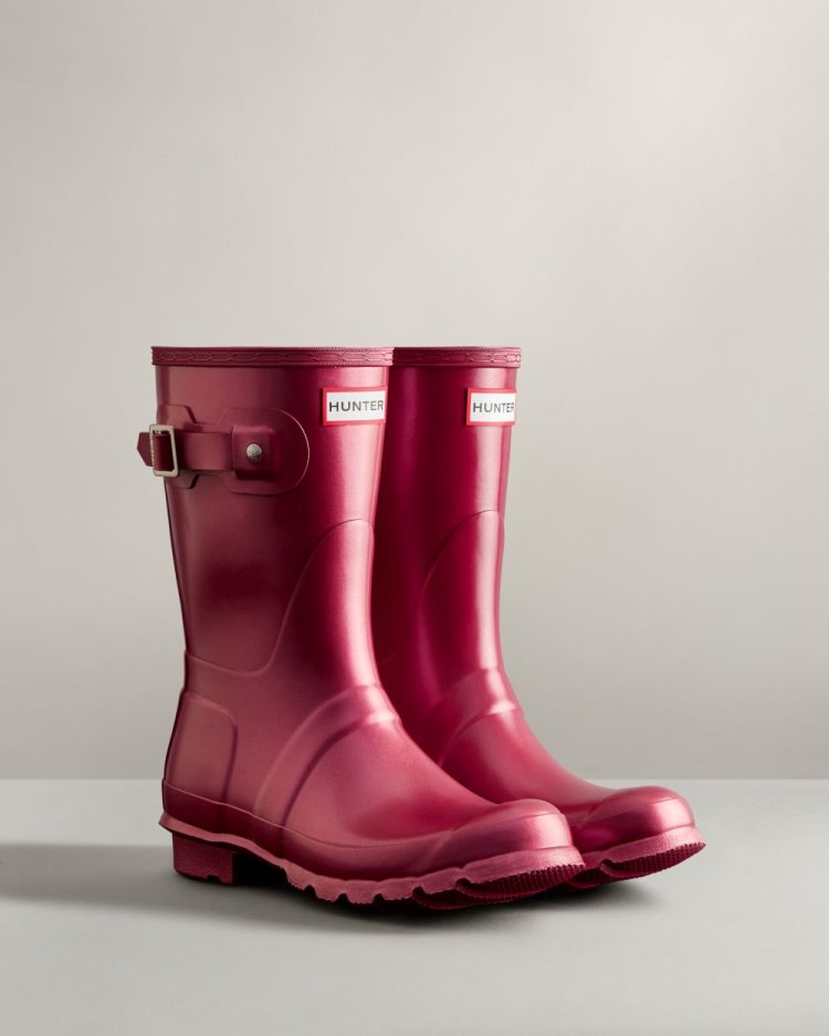 Burgundy Women's Hunter Nebula Short Rain Boot Short Rain Boots South Africa | 7QS3772