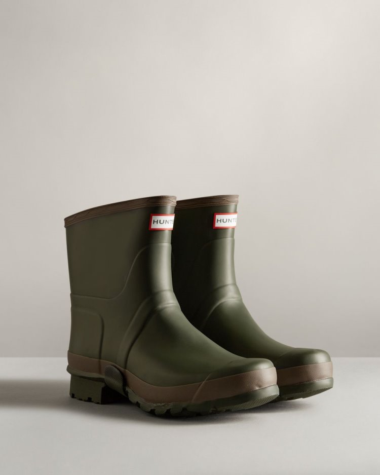 Dark Olive / Brown Men's Hunter Gardener Short Rain Boot Short Rain Boots South Africa | 0JU41GD