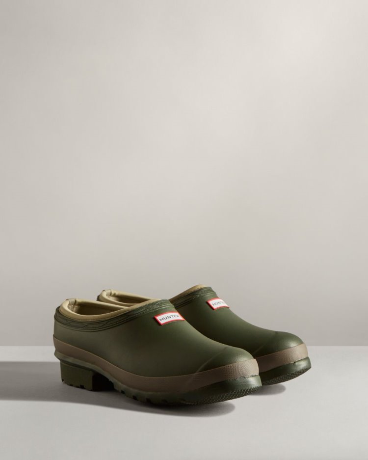 Dark Olive / Brown Men's Hunter Gardener Clogs Clogs South Africa | 3JTDNK7