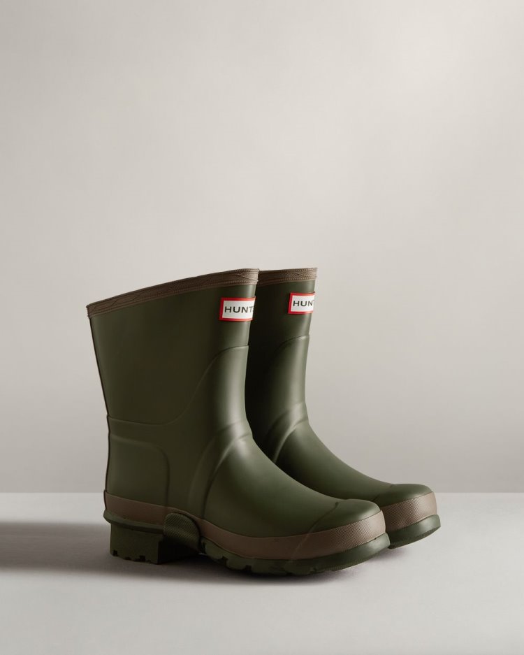 Dark Olive / Brown Women's Hunter Gardener Short Rain Boot Short Rain Boots South Africa | E7LAZ97