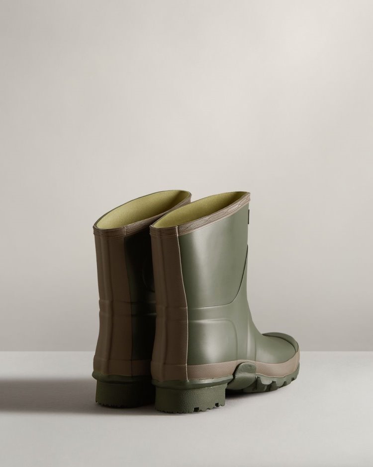 Dark Olive / Brown Women's Hunter Gardener Short Rain Boot Short Rain Boots South Africa | E7LAZ97