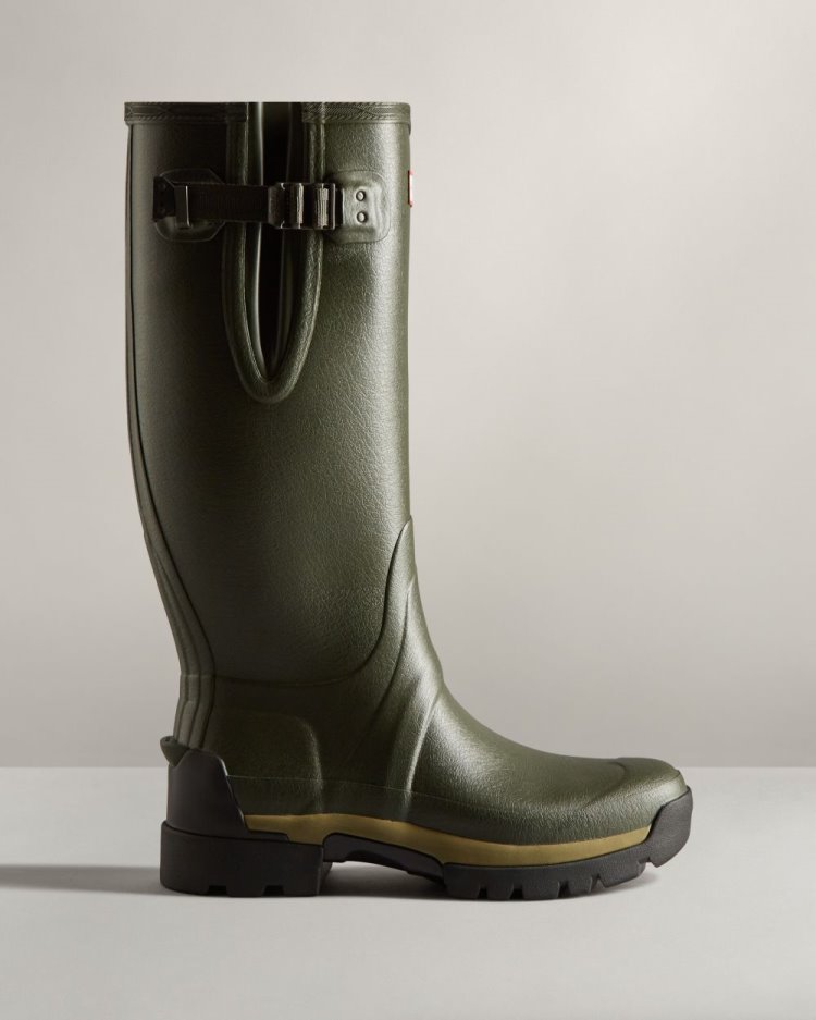 Dark Olive Men's Hunter Balmoral Adjustable 3mm Neoprene Rain Boot Adjustable Rain Boots South Africa | GEIUNJZ